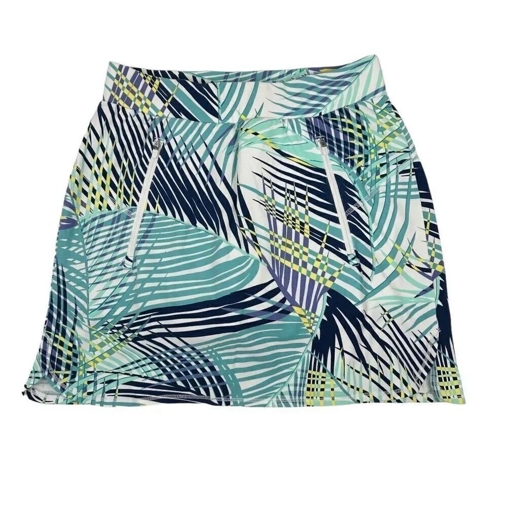 T by Talbots Womens Tropical Palm Skort Cotton Blend Pockets Size XS